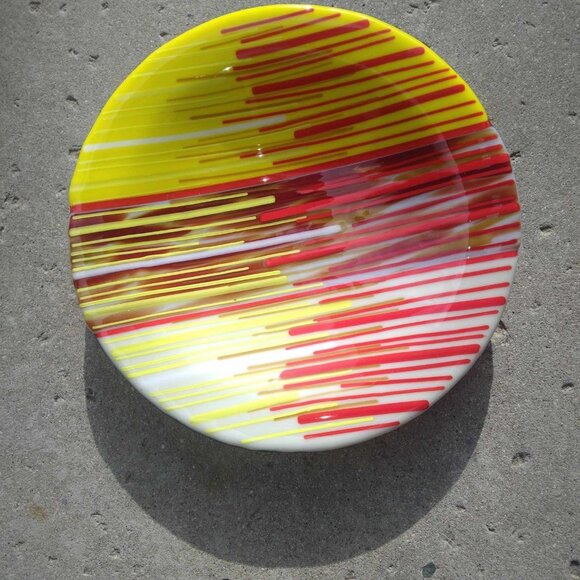 Decorative Three-Layered Fused Art Glass Plate/Bowl in Warm Tones - Picture 8 of 11